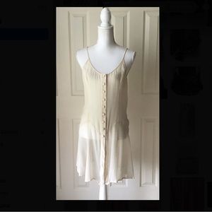 Richard Tyler Womens S Slip Dress Top Ivory Sheer Chiffon Button Front Lingerie